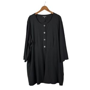 Eileen Fisher Woman Midi Cardigan 2X Stretch Viscose Pockets Black